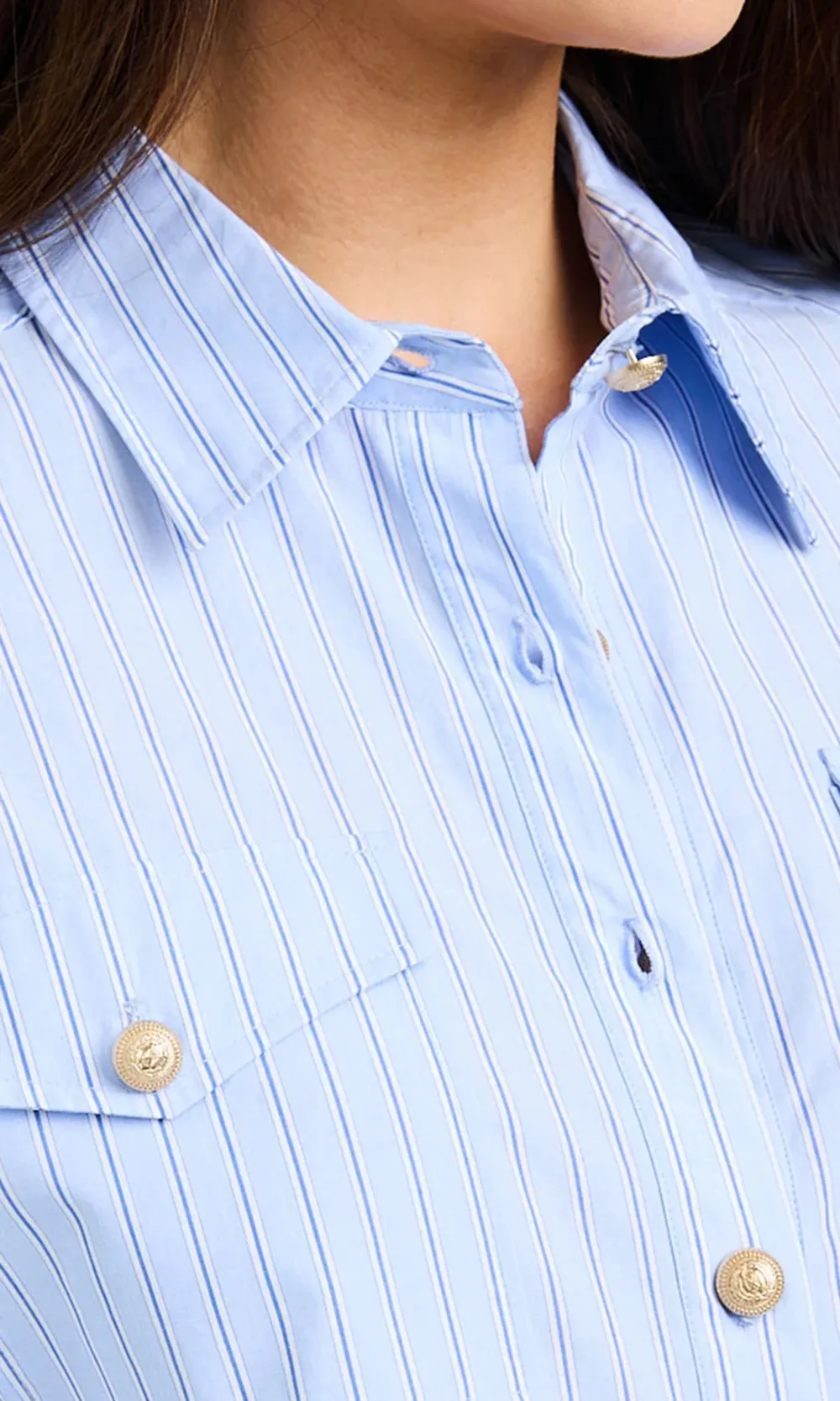 Sky Blue Pinstripe Button-Down Shirt
