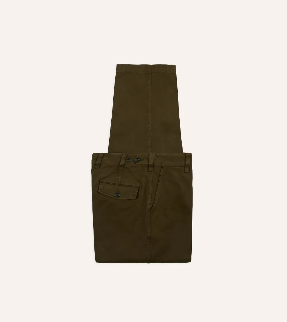 Brown Textured Cotton Flat Front Chino Daily