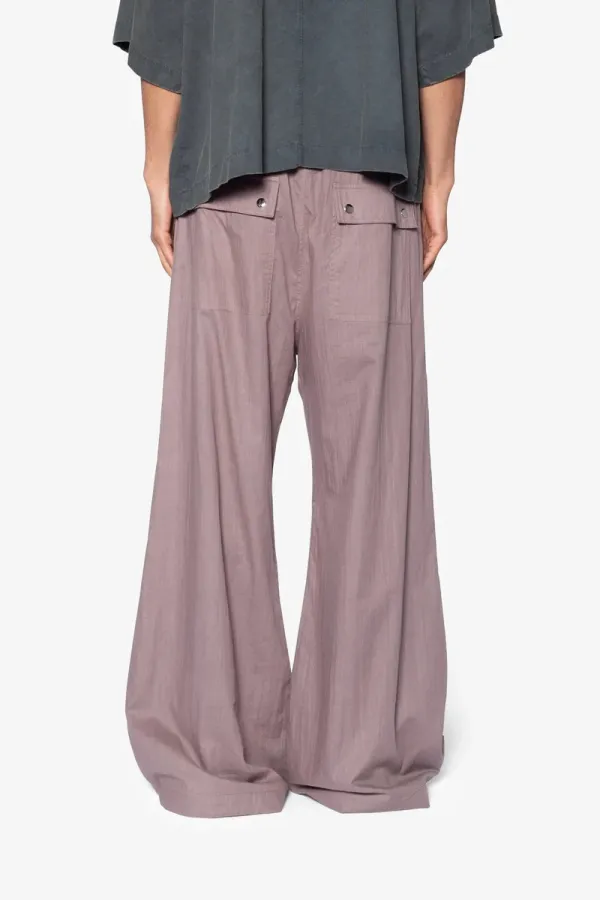 GRAY PURPLE ELASTIC WAIST WIDE LEG PANTS