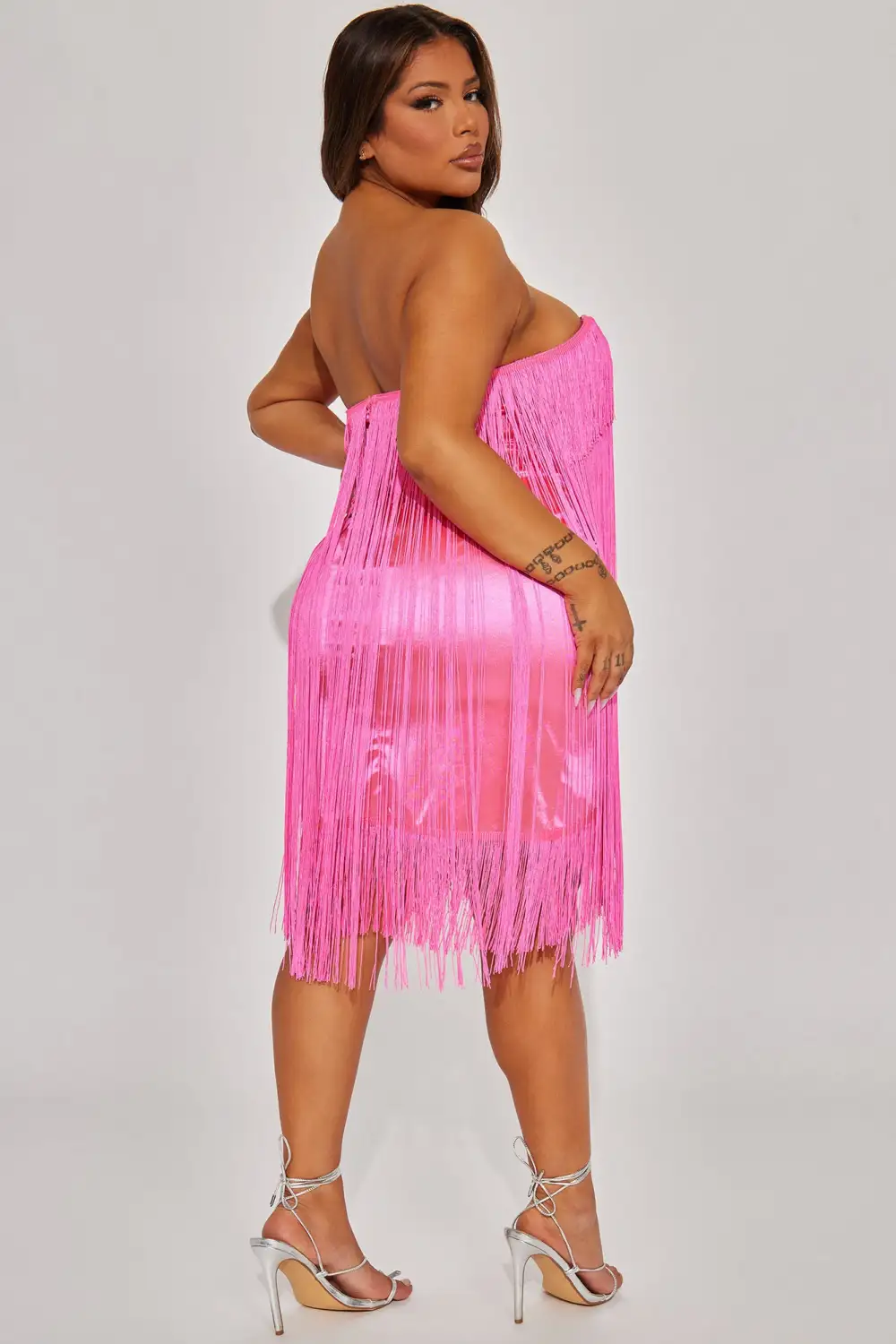 Farrah Fringe Mini Dress - Pink