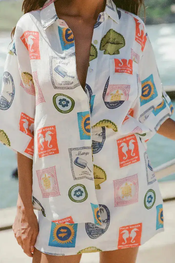 Minimal Button Front Printed Detail Coordinated Set