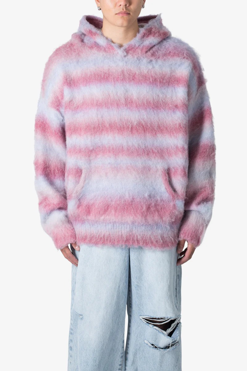 STRIPED MOHAIR HOODIE