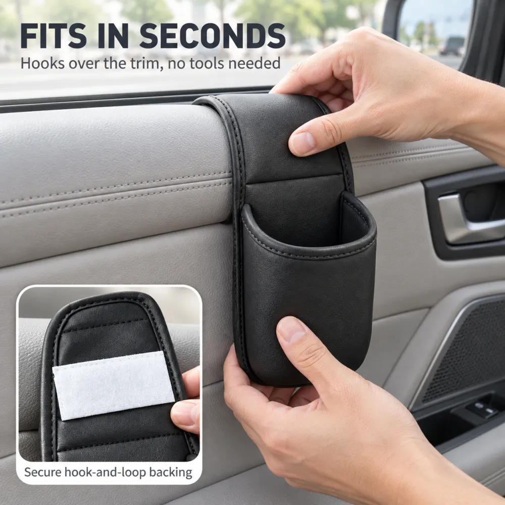 Leather Car Door Storage Pocket