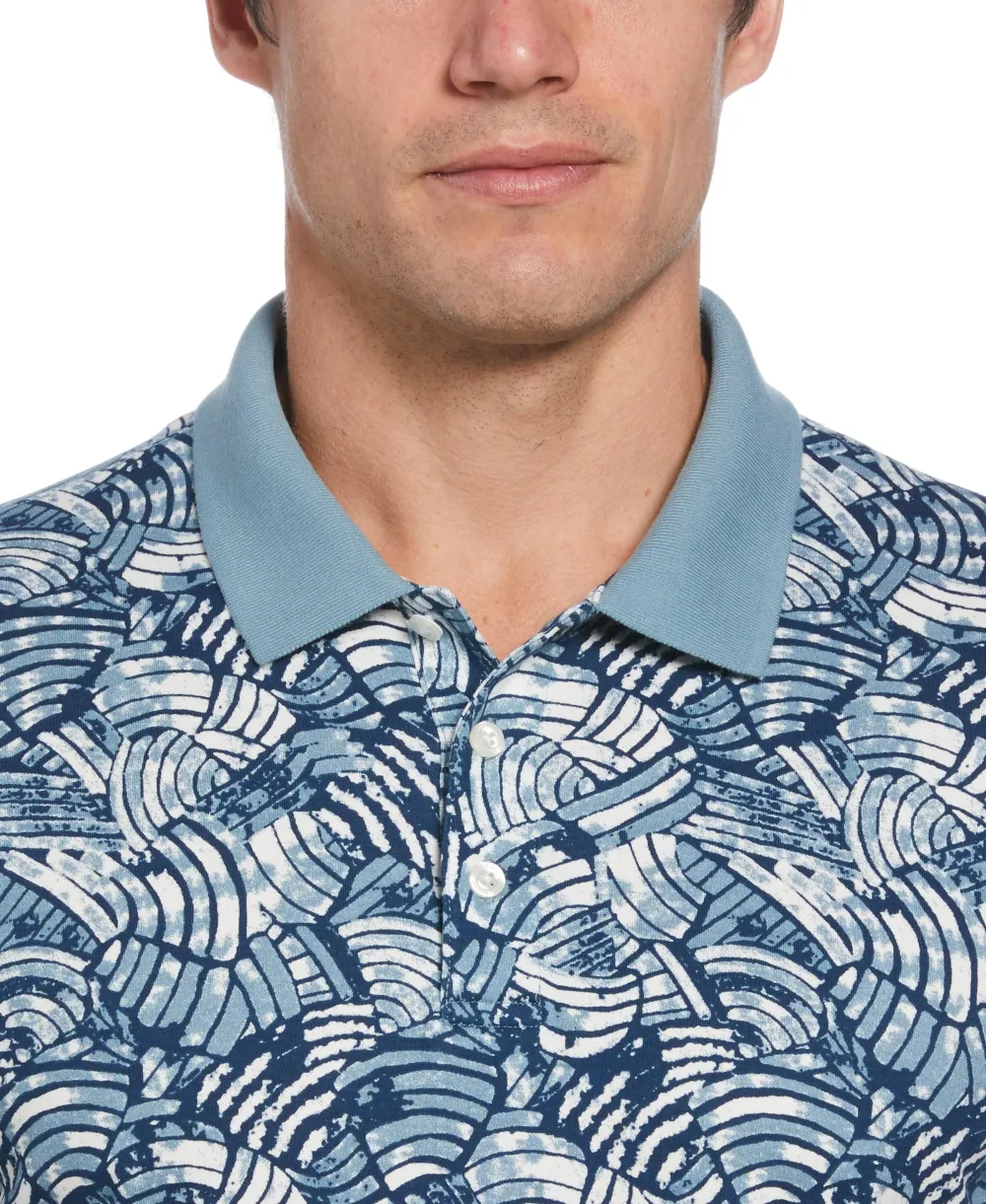 Tua X Perry Ellis Collaboration Allover Print Cotton Polo