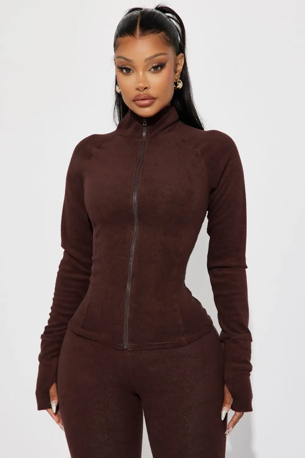 Weekend Chill Terry Cloth Pant Set - Chocolate