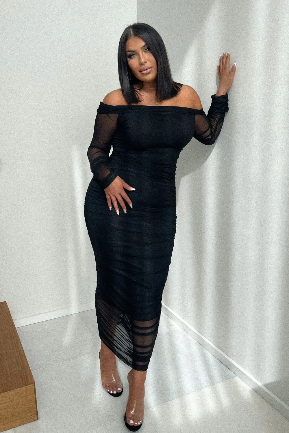 Top Trend Ruched Maxi Dress - Black