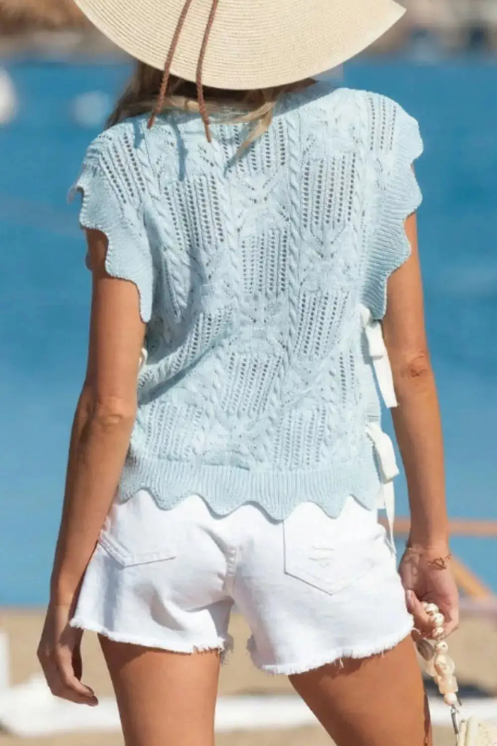Openwork Side Tie Top
