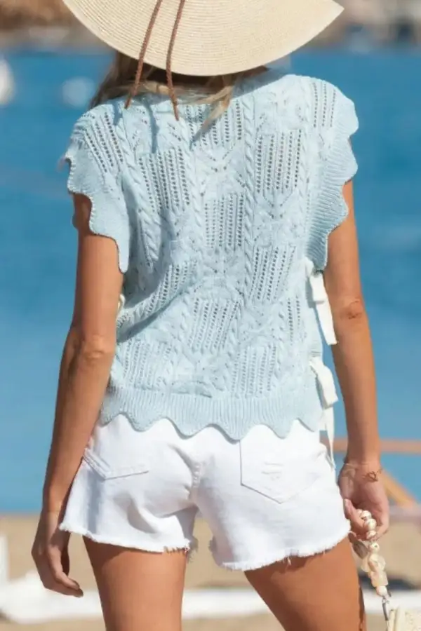 Openwork Side Tie Top