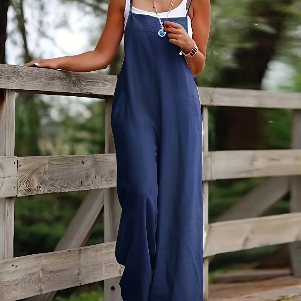 Solid Jumpsuit: Easy Breezy Style (Wide Leg, Spaghetti Straps)