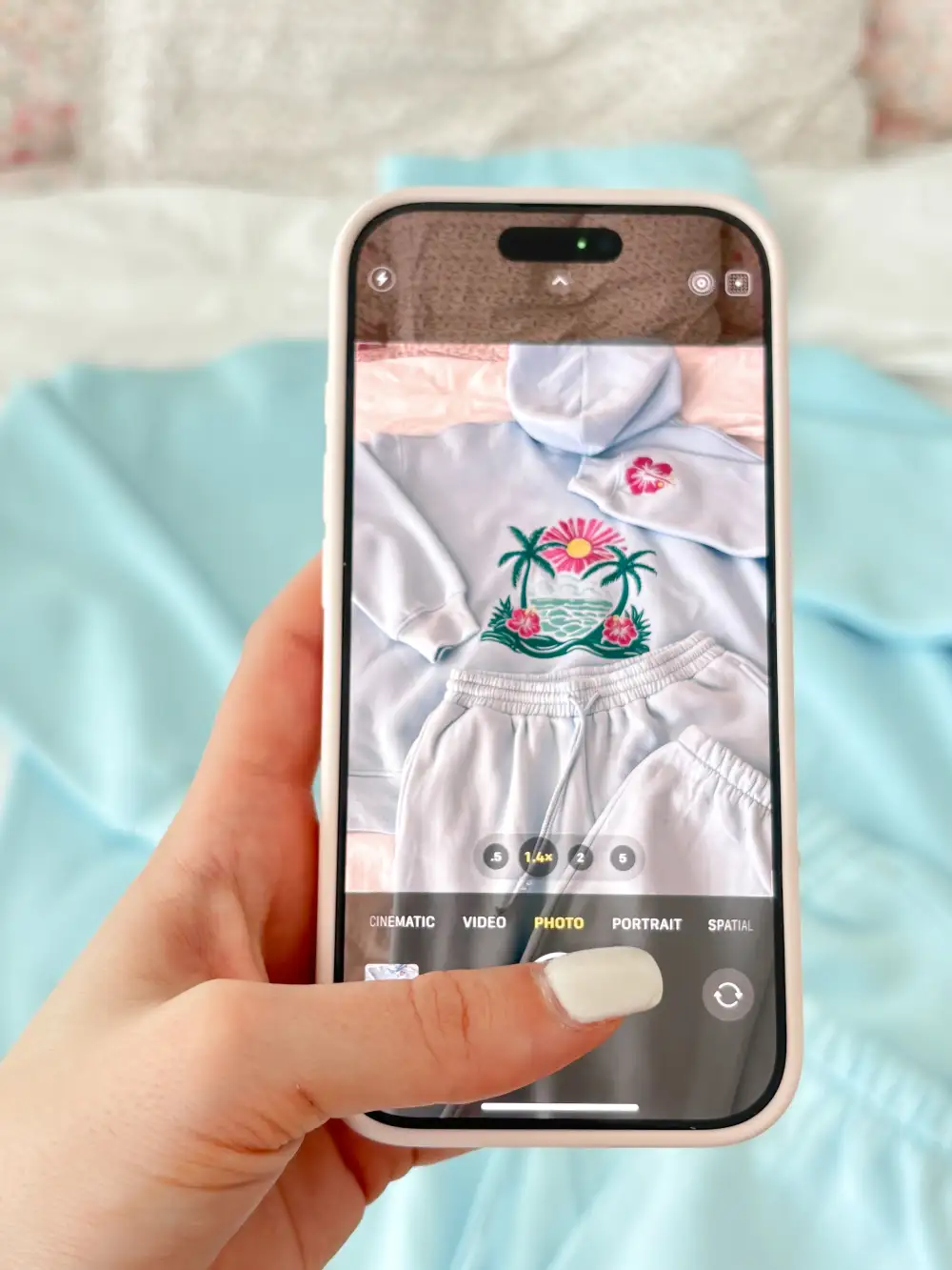 Icy Hibiscus Flower Beach Babe Embroider Hoodie