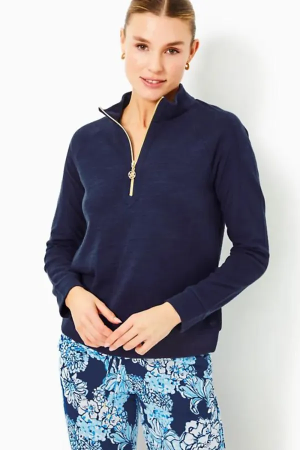 Lilly Pulizter Luxletic Ashlee Half-Zip Pullover - Low Tide Navy