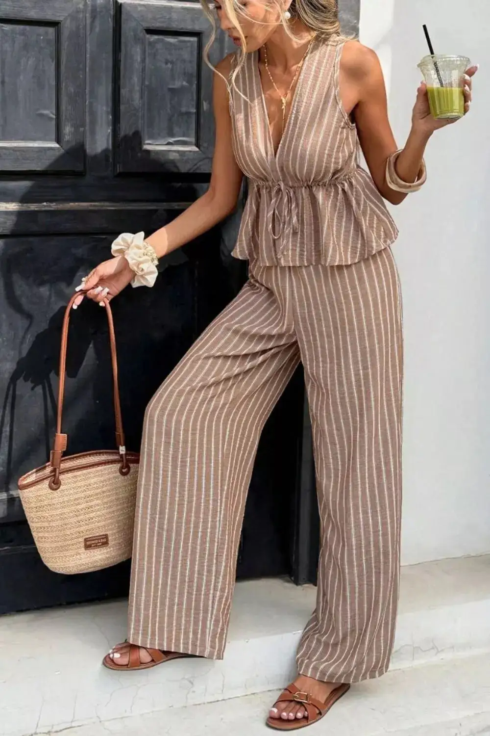 Striped Wide Leg Jumpsuit