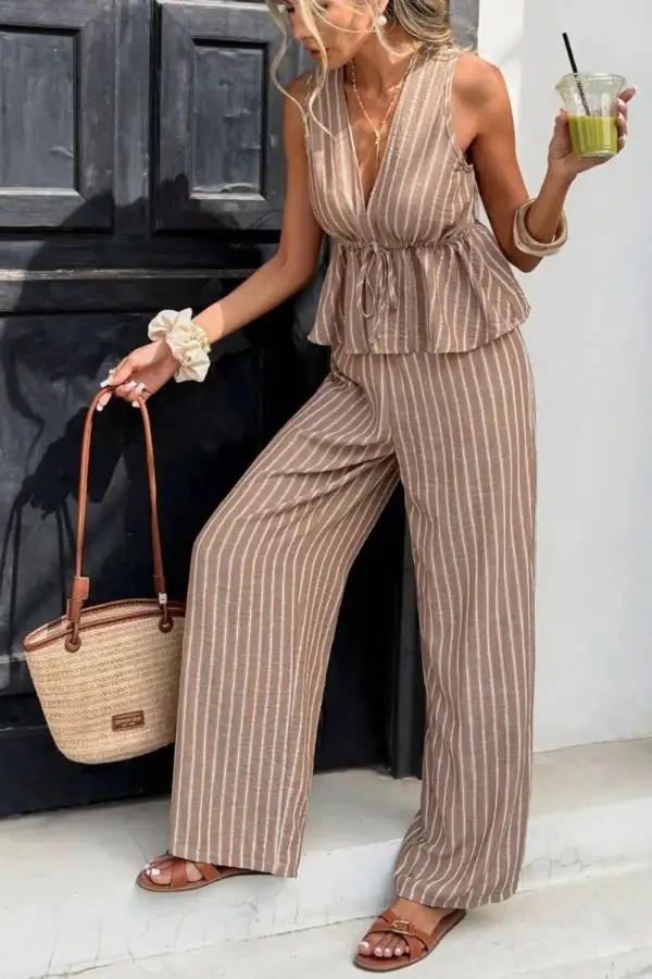 Striped Wide Leg Jumpsuit