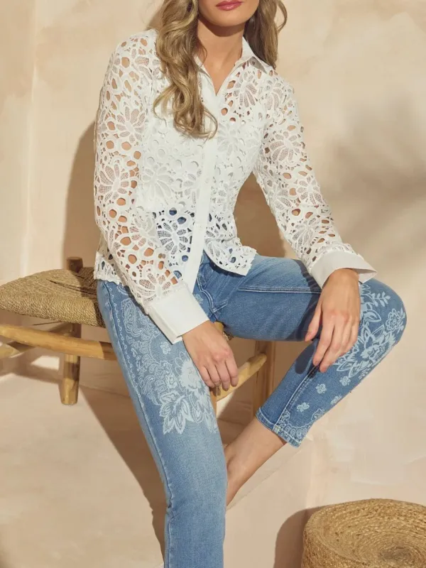 Light Blue Embroidered Denim Jeans