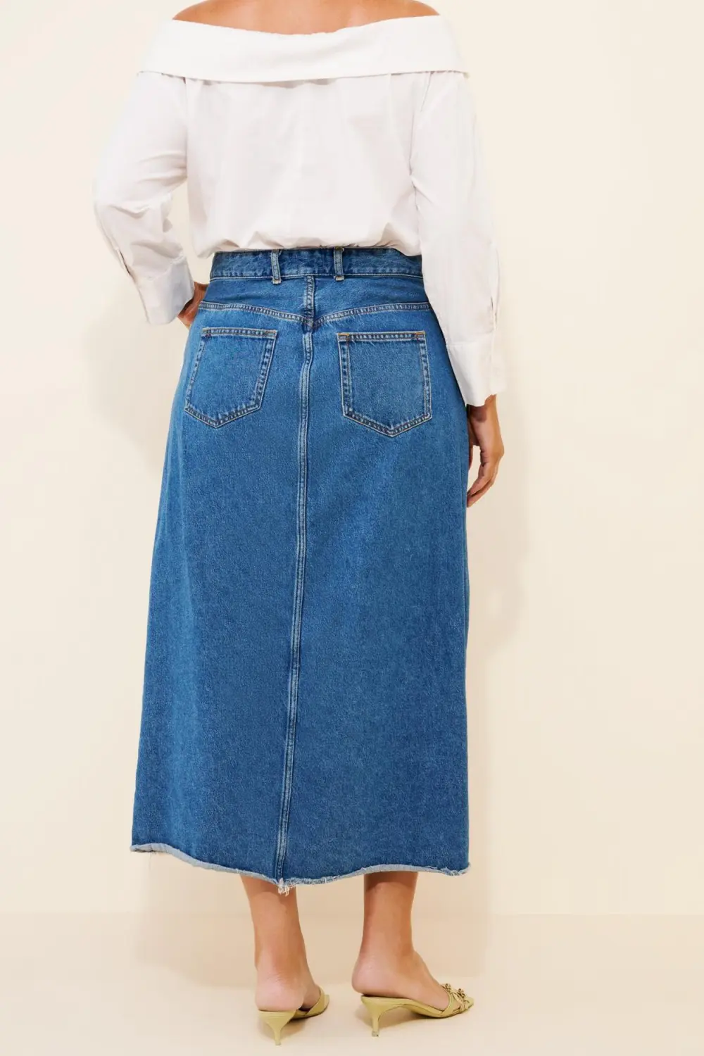 Front-Slit Denim Skirt