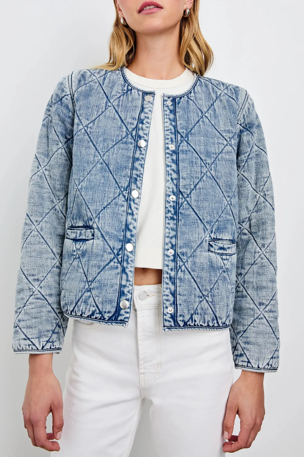 Washed Denim Short-Sleeved Women's Jacket