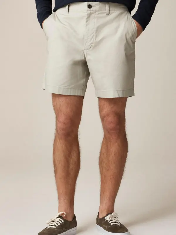 Khaki Cotton Twill Shorts
