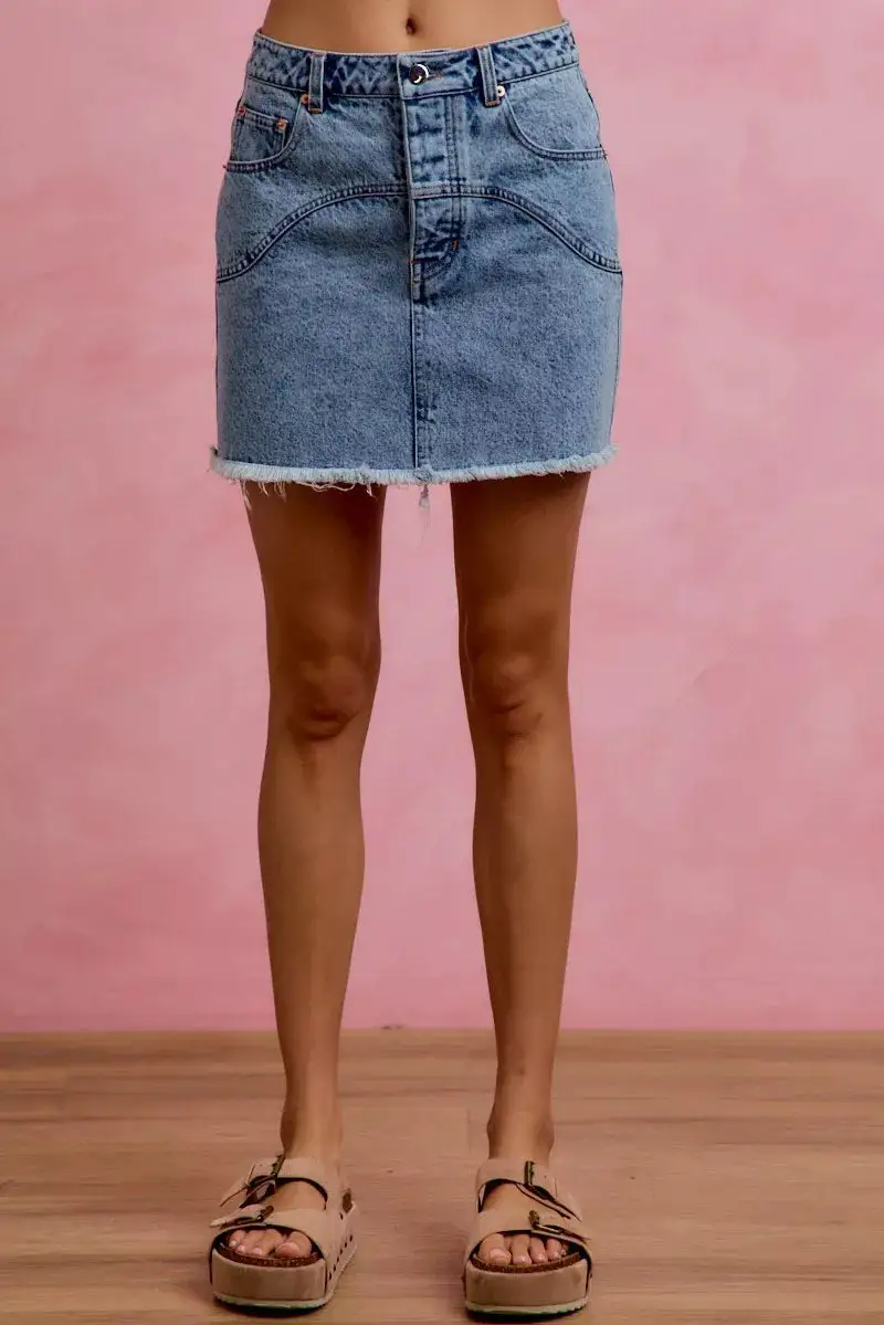 Floral Denim Mini Skirt