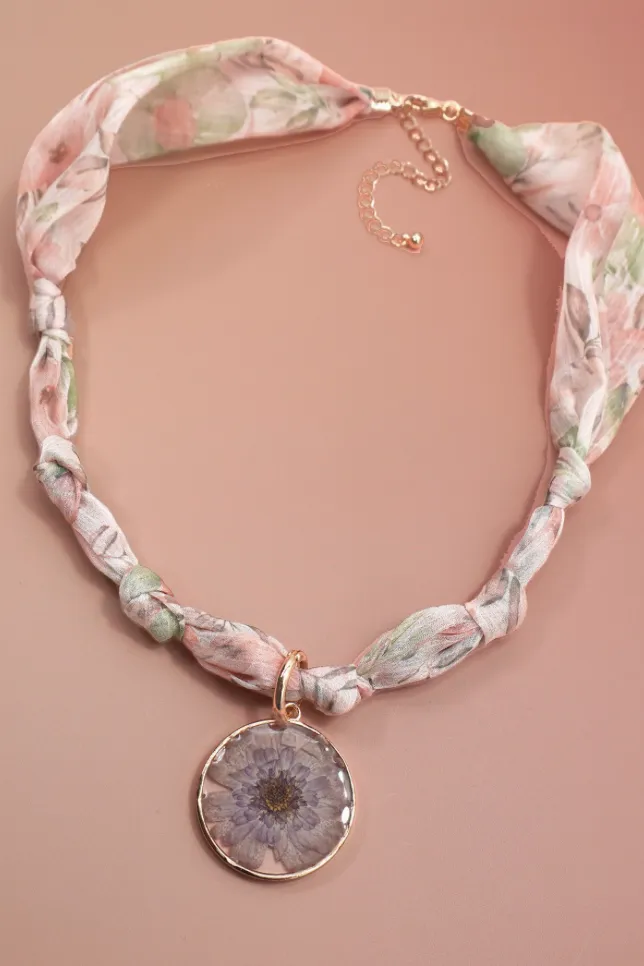 Botanical Charm Scarf Necklace