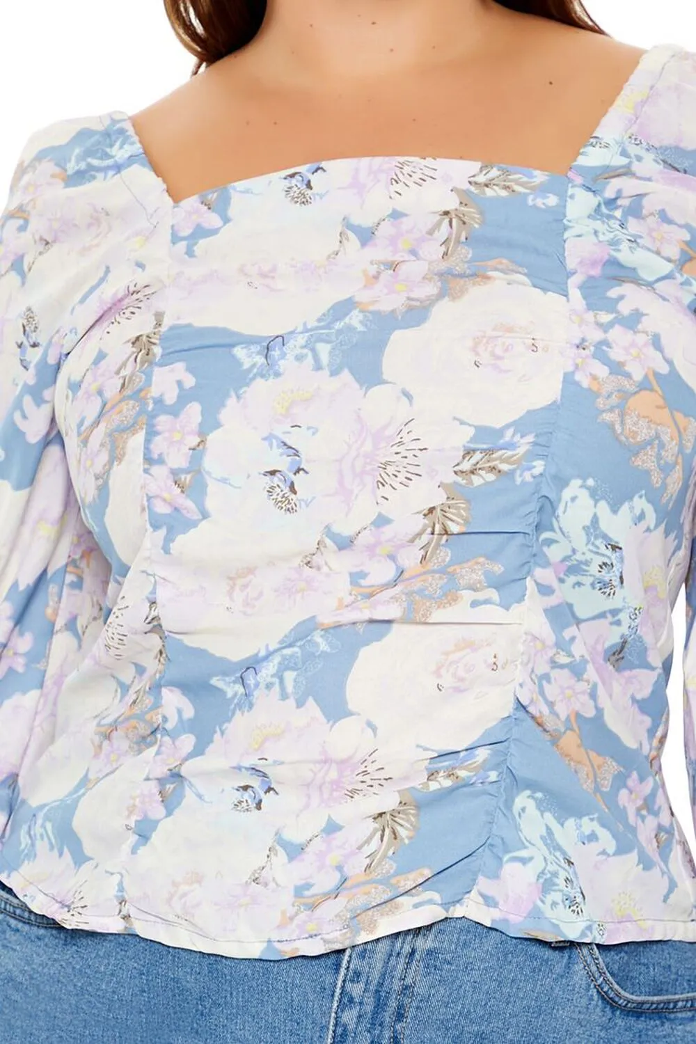 Plus Size Floral Square-Neck Top