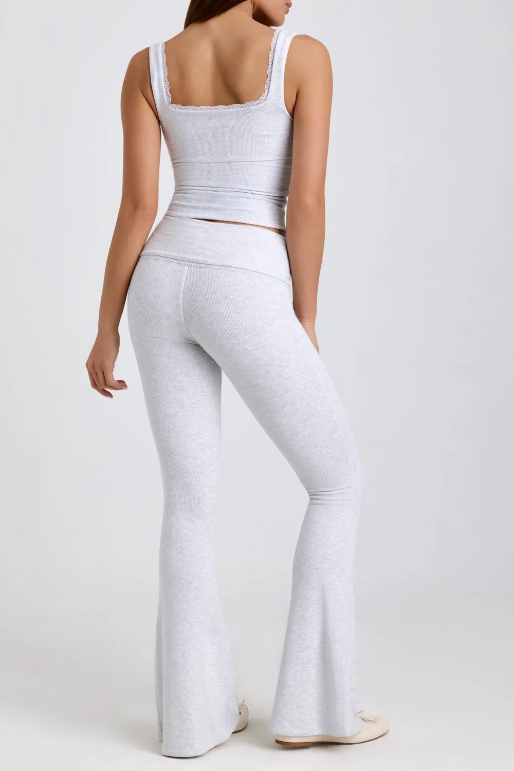 Creative Lace Trim Mid-Waist Women's Slim Trousers