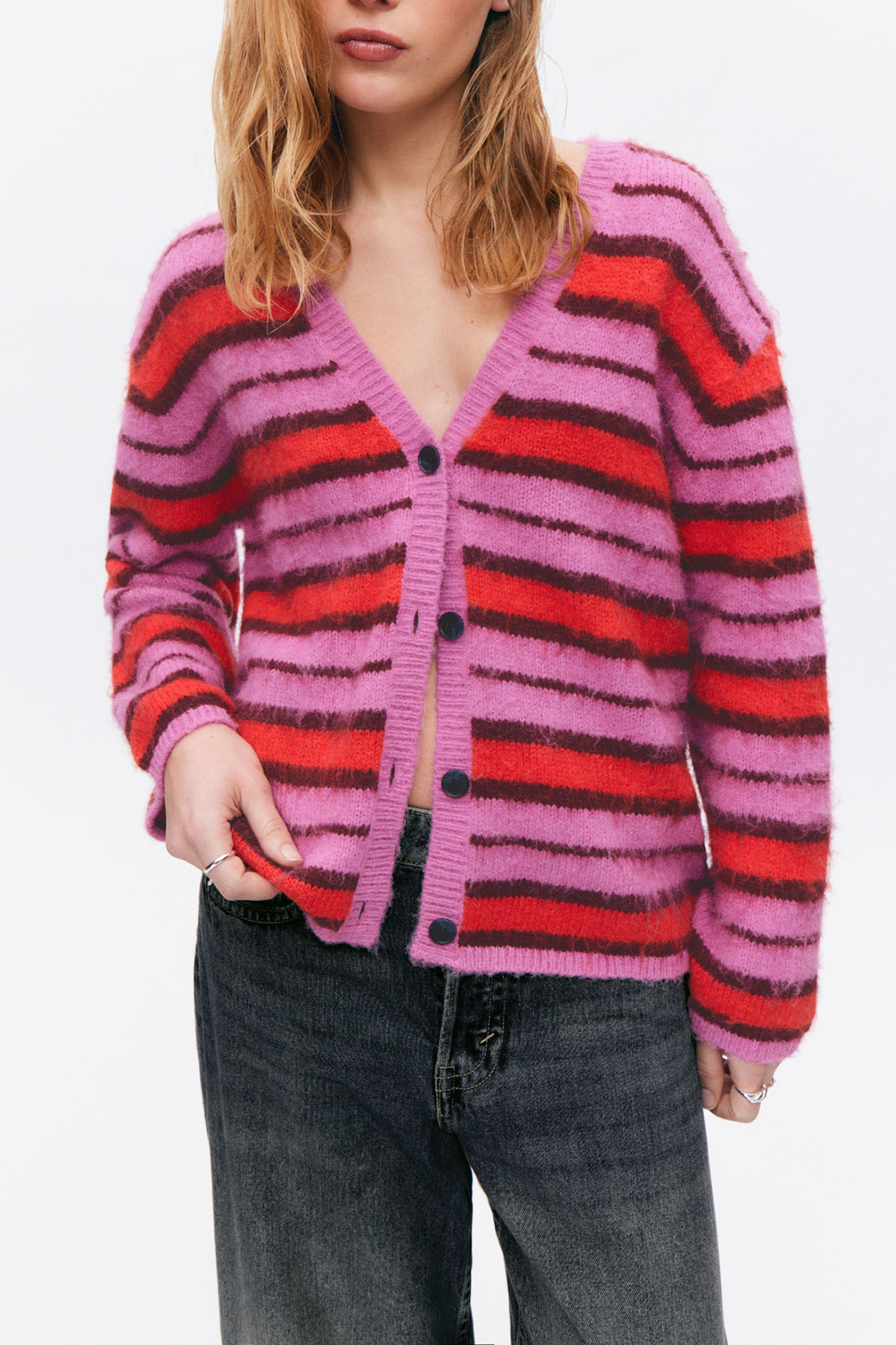 Button Up Drop Shoulder Cardigan