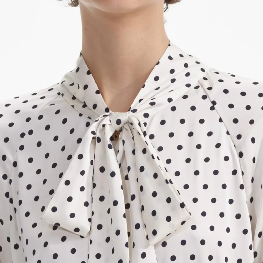 Cream Polka Dot Satin Blouse
