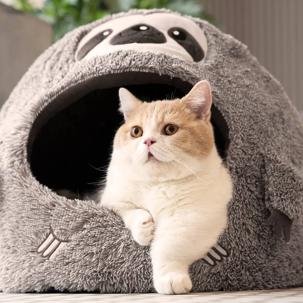 Warming Cute Sloth Semi-Enclosed Cat Cave