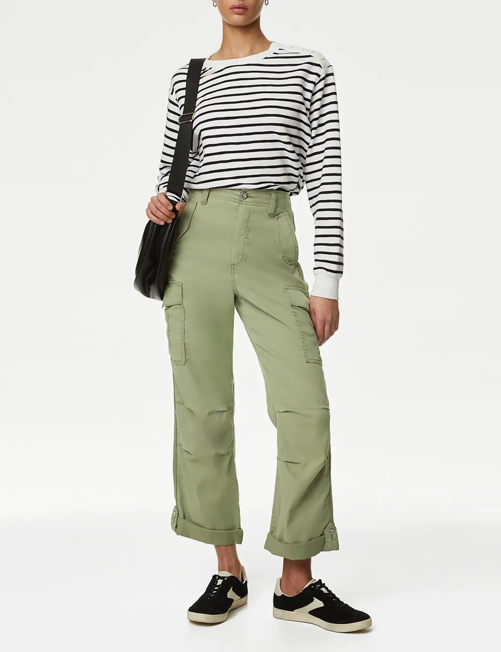 Rich Cargo Tea Dyed Cropped Trousers