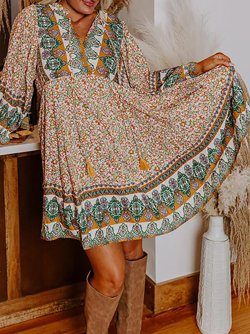 Floral Print Long Sleeve Dress