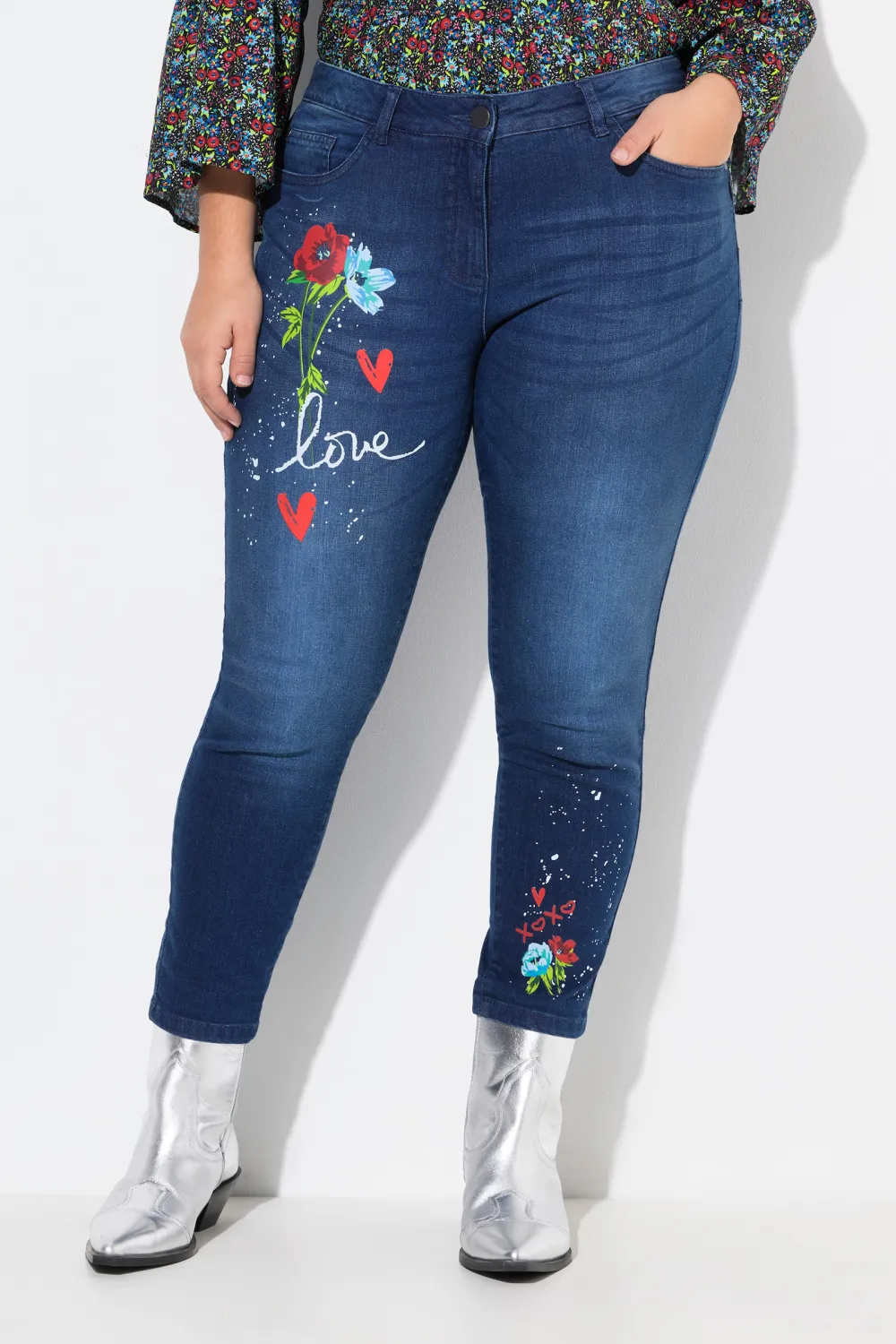 Love Flower Printed Jeans