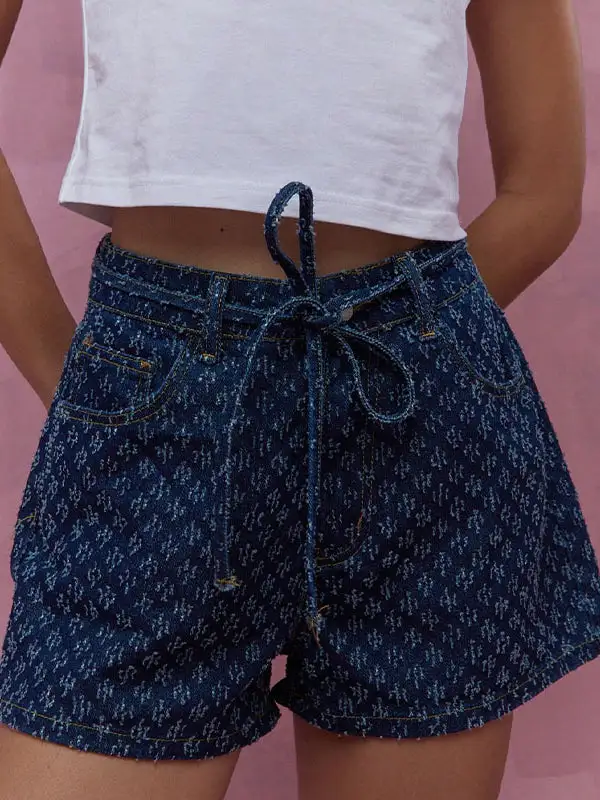Denim Shorts Met Wijde Pijpen Split Joint En