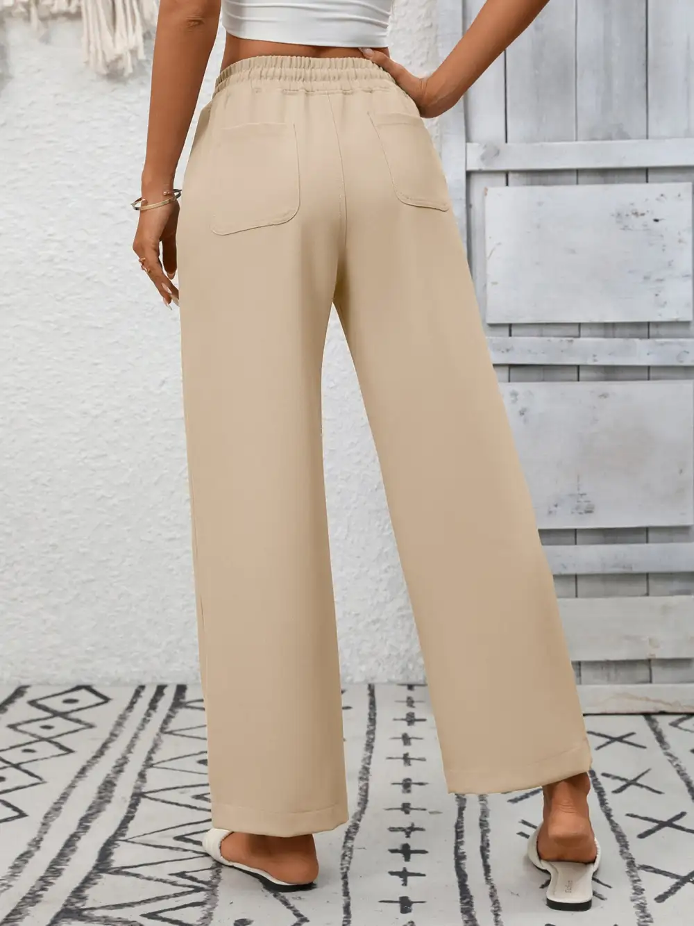 Everyday Casual Drawstring Wide Leg Pants