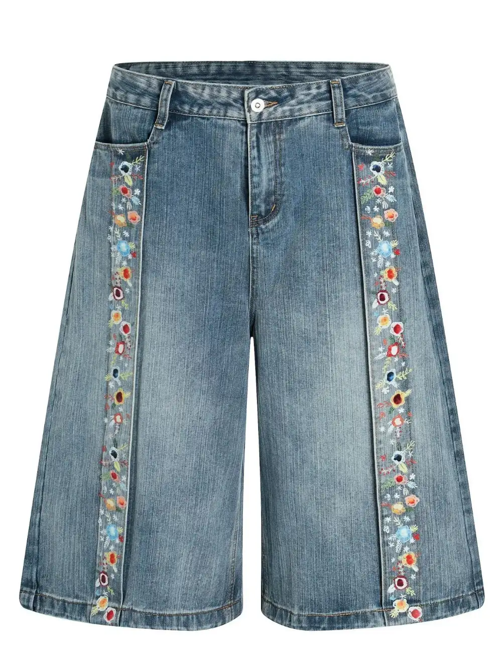Modern Wide Leg Cotton Blend Casual Shorts