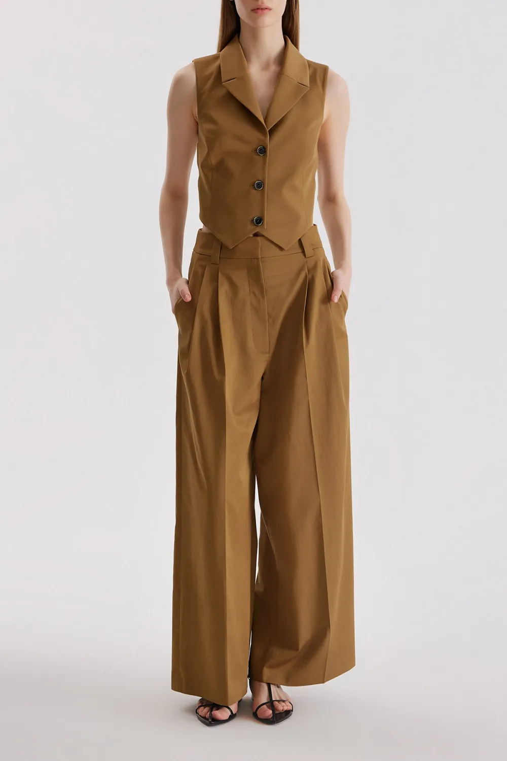 Lapel Vest-Khaki