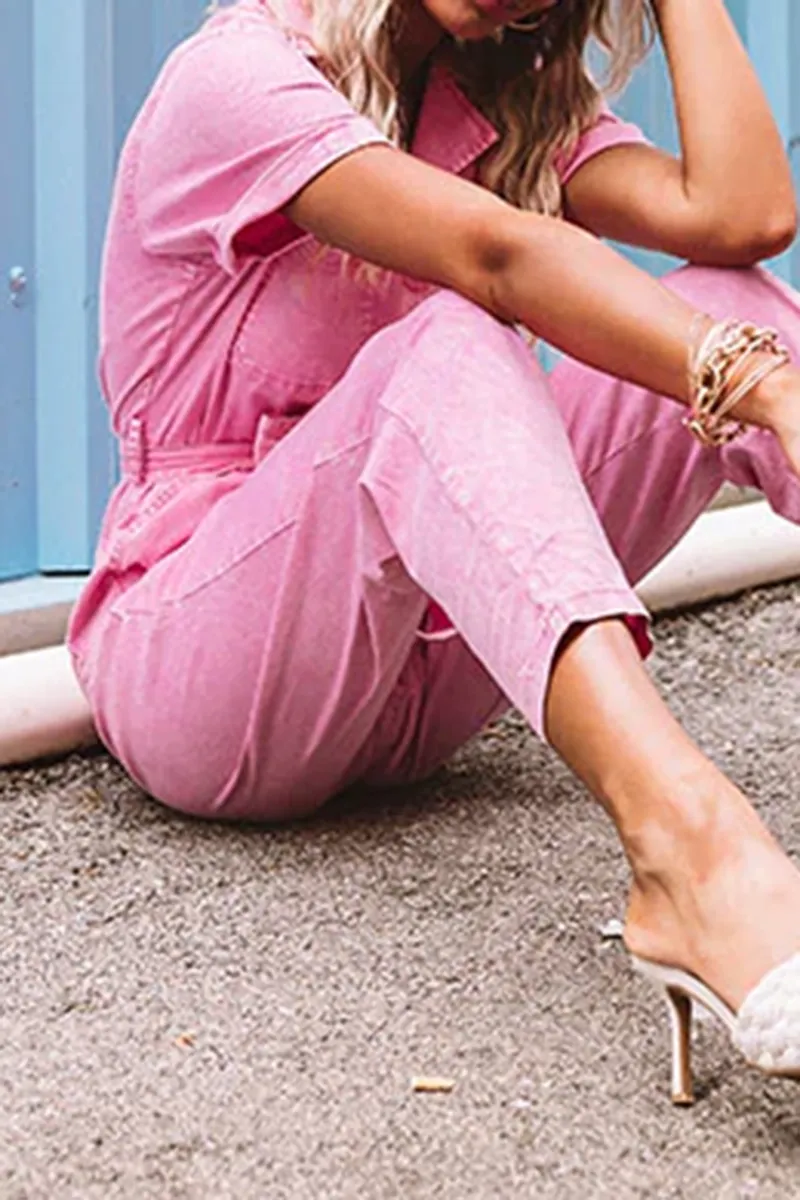 Fashion Workwear Style Pure Cotton Women's Jumpsuit