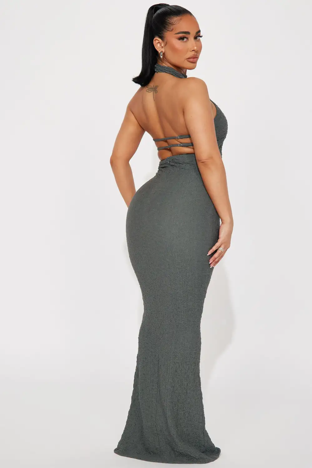 Taelynn Textured Maxi Dress - Charcoal