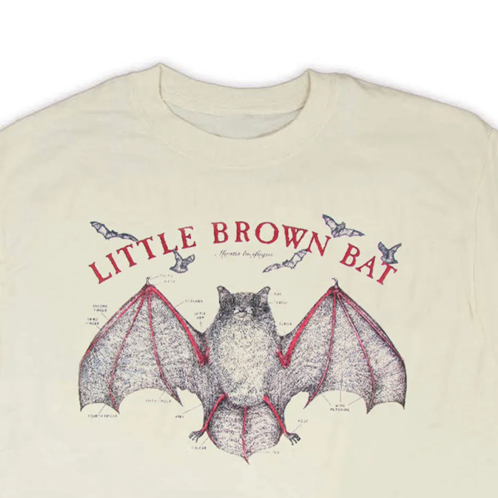 Bat Print Round Neck Long Sleeved Women's T-Shirt