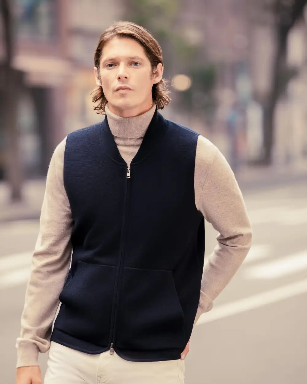 Men's Cotton Blend Gilet Navy Blue