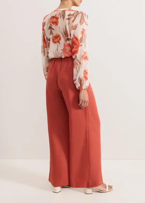 Elegant Solid-Color Linen Wide-Leg Pants