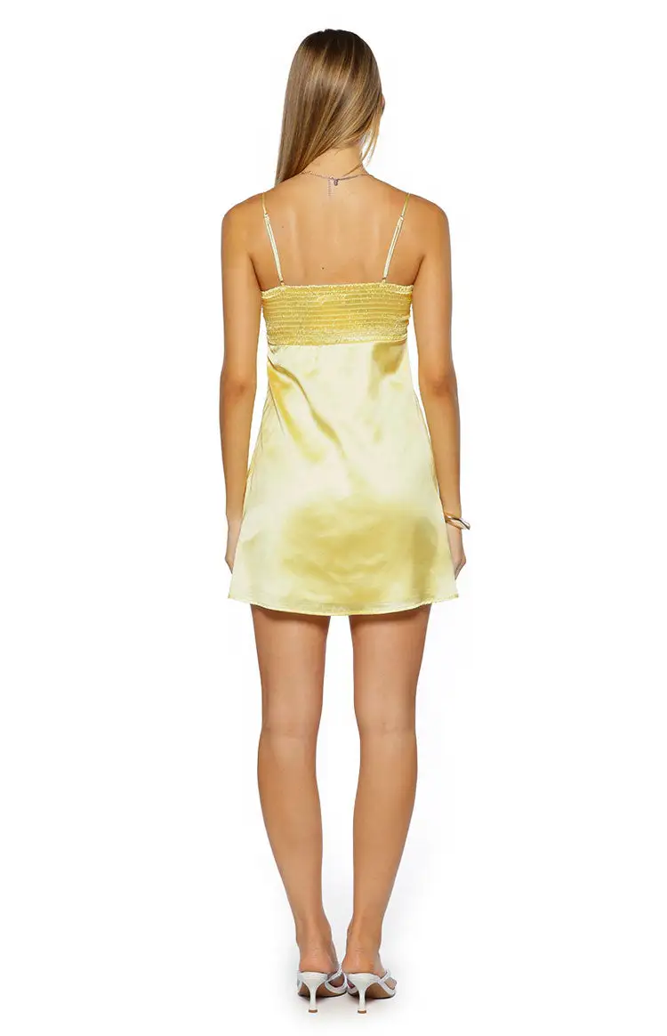 Ruched Satin Mini Dress