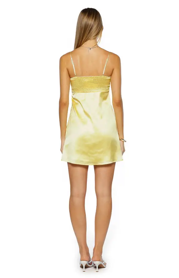 Ruched Satin Mini Dress