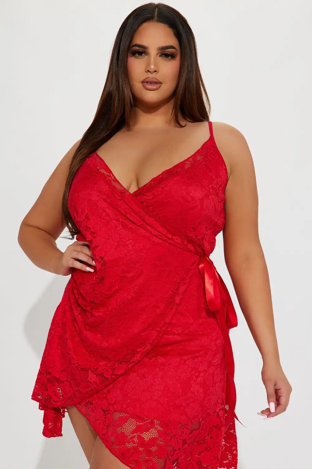 Stella Lace Mini Dress - Red