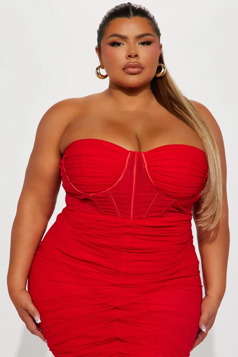 In Your World Mesh Midi Dress - Red