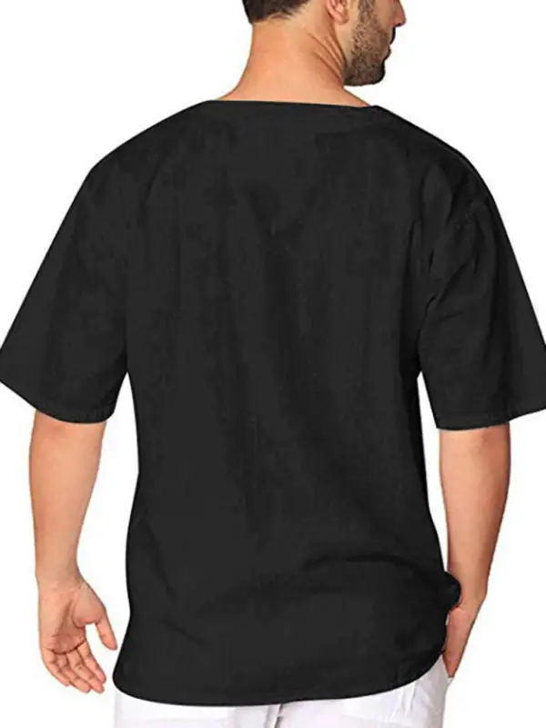 Linen Blend Cotton Blend Collared Shirt