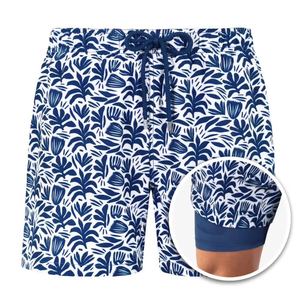Blue Mid-Length Hybrid Short