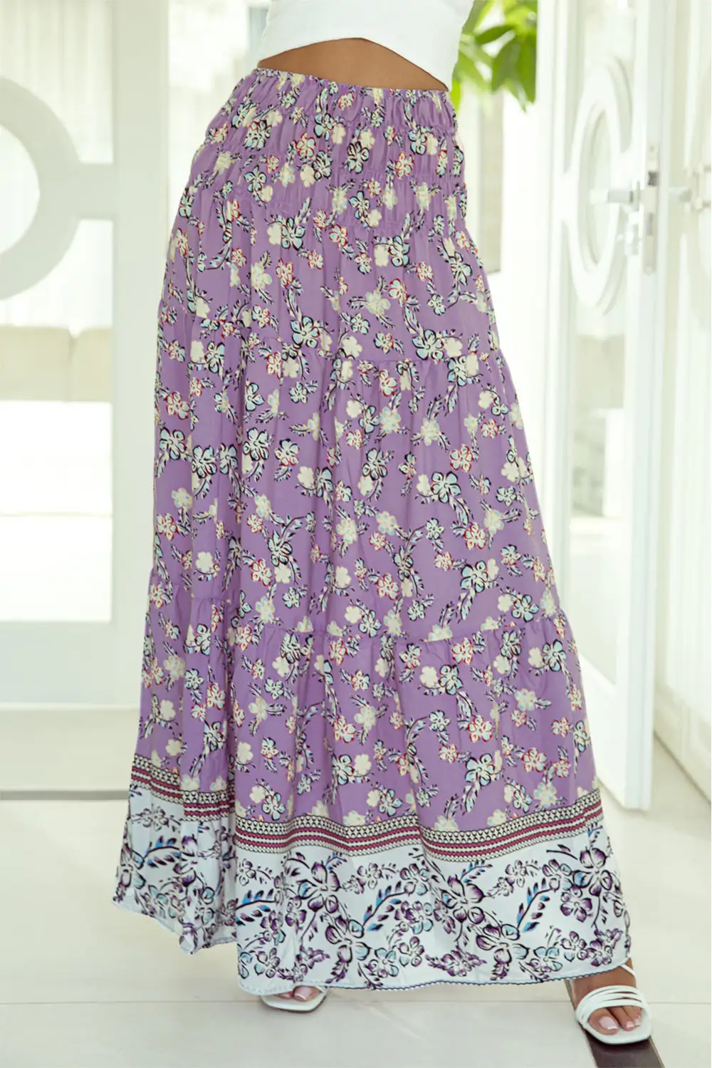 Casual Maxi Floral Print Skirt