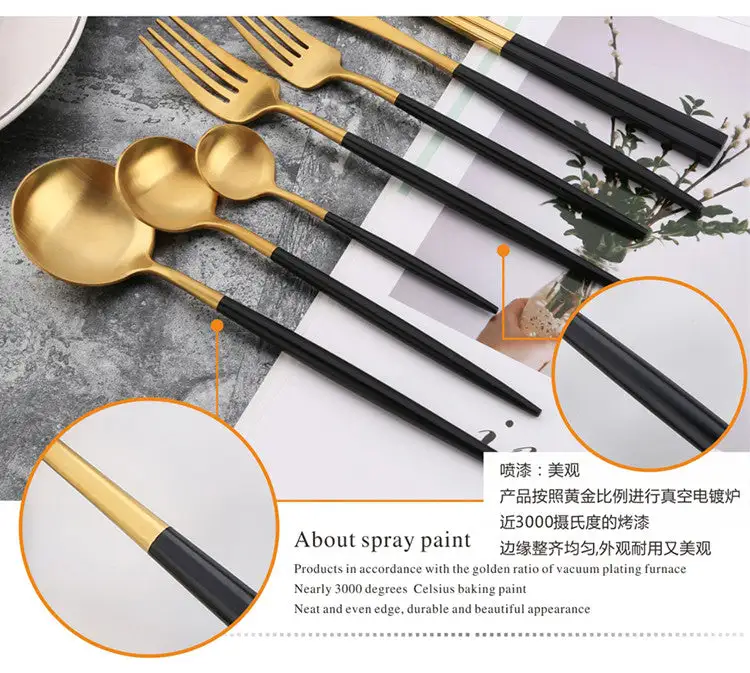 (Store Closing Sale) Gold Flatware Set Stainless Steel Cutlery Set Knife Fork Spoon Dinner Tableware Set Kitchen Dinnerware