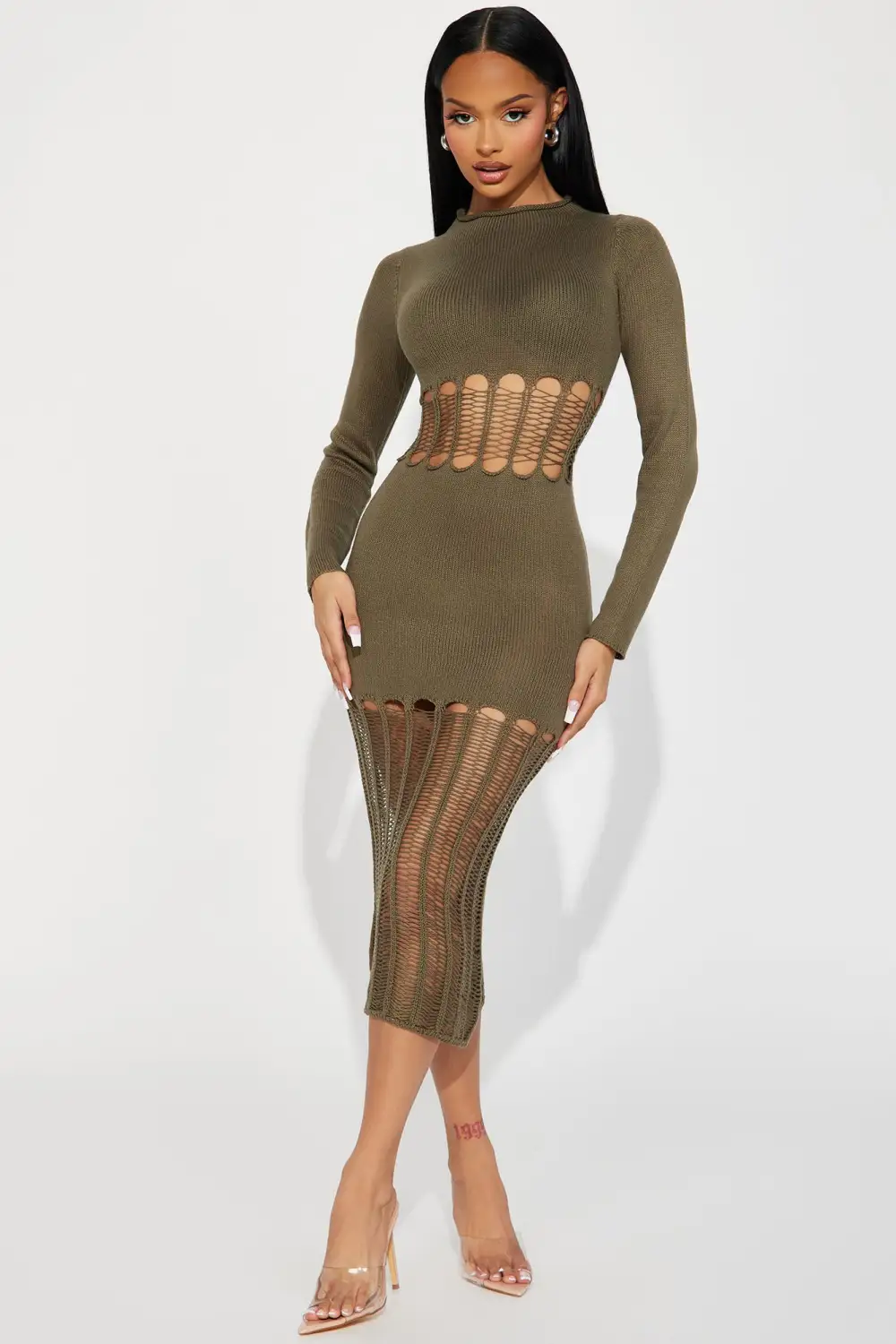 Tamara Sweater Midi Dress - Olive
