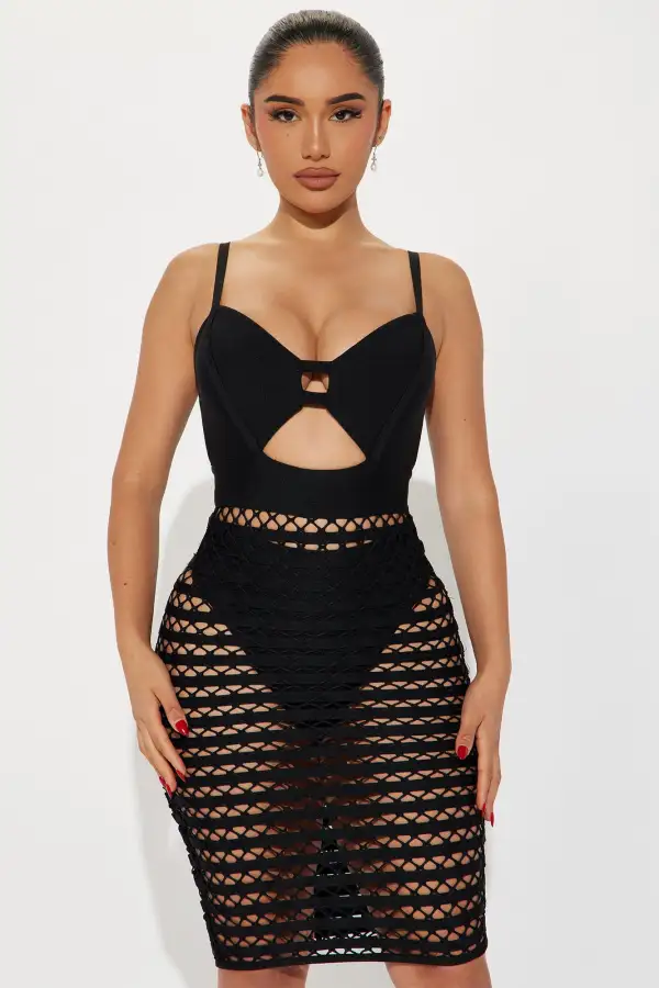 Naya Crochet Mini Dress - Black
